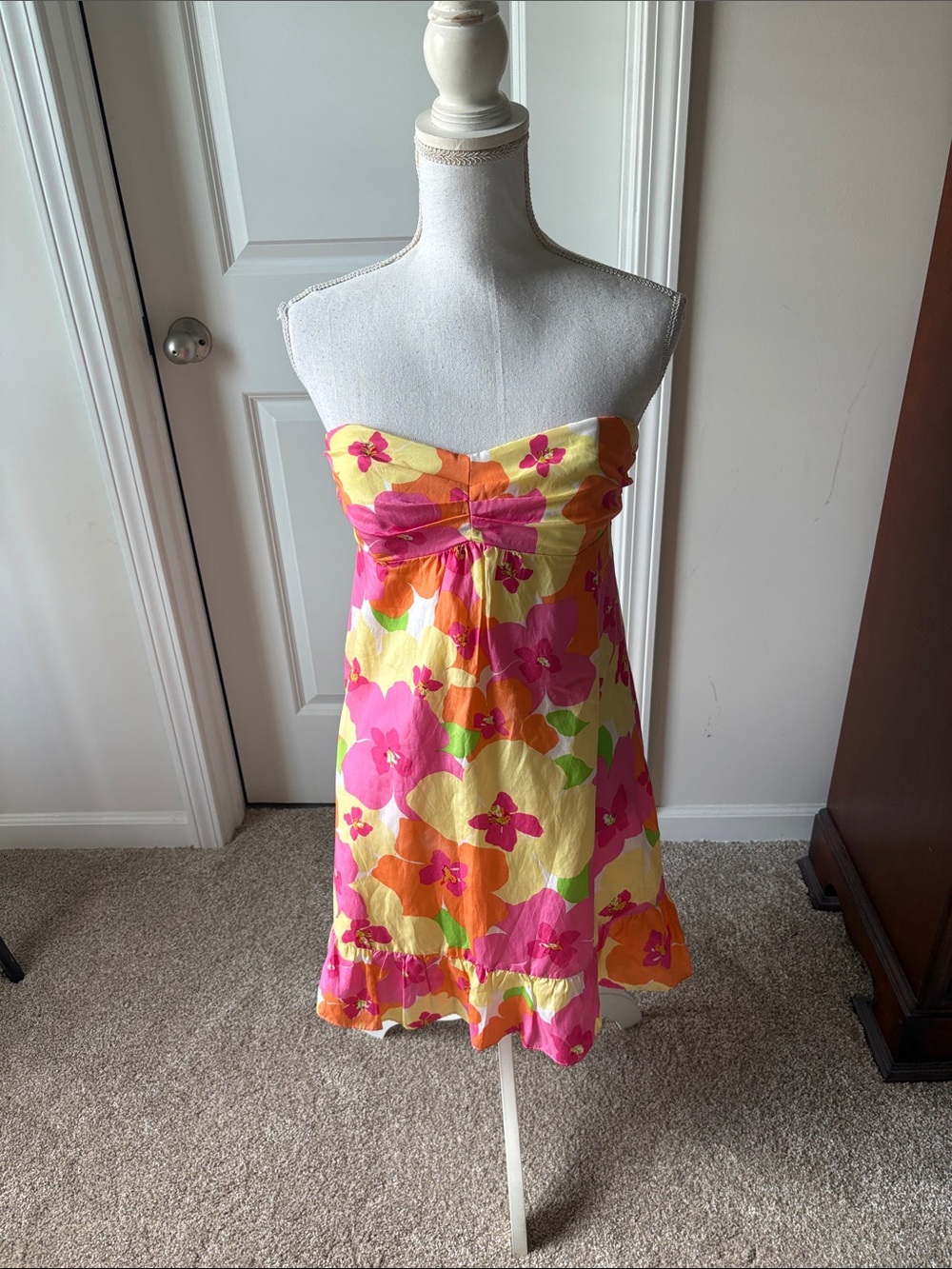 Lilly Pulitzer Floral Strapless Sundress in Yellow, Pink & Orange